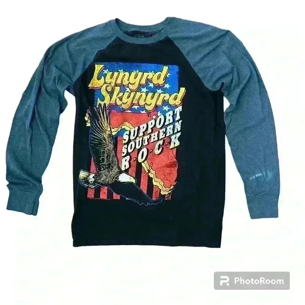 LYNYRD SKYNYRD LONG SLEEVE T SHIRT SUPPORT SOUTHERN ROCK LIVE NATION SIZE MEDIUM